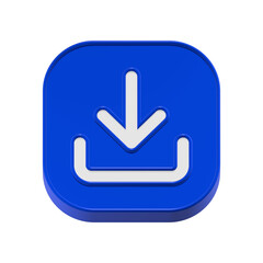 Fototapete - 3d blue download icon  isolated on transparent background