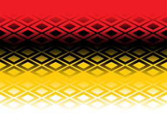 Poster - Vector Horizontal transition from red, yellow, black to white with abstract striped rhombuses from thin lines. Modern vector background. Trendy vector pattern in folk style