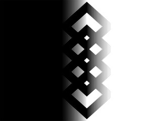 Poster - Vector vertical transition from black to white with abstract striped rhombuses from thin lines. Modern vector background. Trendy vector pattern