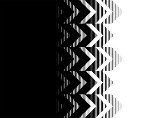 Fototapete - Vector transition from black to white with abstract striped arrows. Modern vector background. Direction indicator. Navigation, Arrows, Game. Vector pattern