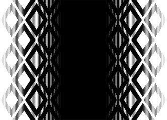 Fototapete - Vector symmetrical transition from black to white with abstract striped rhombuses. Modern vector background. Vector pattern in folk style