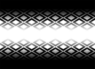 Aufkleber - Vector horizontal transition from black to white with abstract striped rhombuses from thin lines. Modern vector background. Vector pattern in folk style