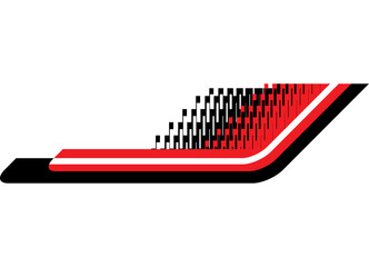 Poster - Sport Vector red and black pattern on white background. Racing design element for sports car, boat, sportswear, toy. Vector background. Racing, speed. Dynamic stripe