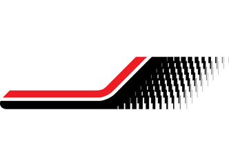 Poster - Sport Vector red and black pattern on white background. Racing design element for sports car, boat, sportswear, toy. Vector background. Racing, speed. Dynamic stripe. Abstract pixels