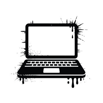 Grunge Laptop Illustration Digital Art Design