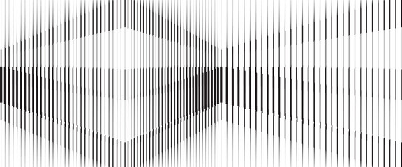 Black and white striped halftone gradient. Fading line gradation background. Repeating strip pattern backdrop. Parallel lines wallpaper for overlay, print, cover. Vector Doppler effect concept