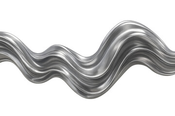 Aufkleber - Sleek metallic silver wave curving dynamically, representing elegant movement with transparent background, ideal for luxurious graphic design