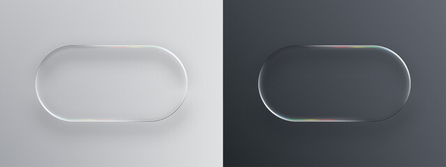 Aufkleber - Two liquid glass vector objects, sleek and transparent, on contrasting light and dark backgrounds for modern design.