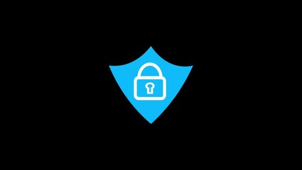 Poster - Simple digital security concept showcasing a shield and lock in modern minimalist design