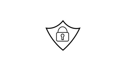 Poster - Simple shield and padlock icon representing security and digital protection on white background