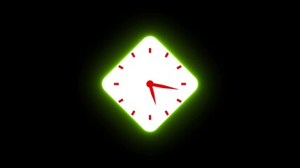Poster - Glowing green animated clock counting down against a solid black background