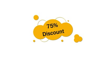Poster - Animated graphic showcasing a 75 percent discount promotion on a bright yellow speech bubble