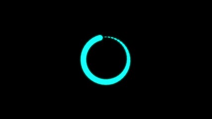 Fototapete - Blue loading circle on black background indicating progress or processing. Retry and try again concept shows progress, waiting, and system response. Loading bar circle animation with spinning
