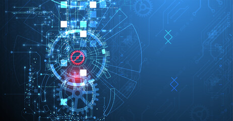 Poster - Abstract background. Scientific and technological concept with the use of technical elements formed in the shape of a circle. Vector