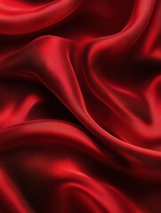 Poster - Elegant and dynamic red textile with a wavy design.