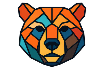 Poster - Polygonal bear head logo with vibrant colors, ideal for modern branding and design projects on transparent background