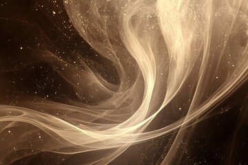Poster - Golden Abstract Wave Streaks with Glittering Sparks on Transparent Background