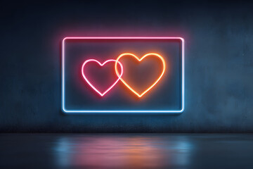 Poster - Vector realistic isolated neon sign of frame with hearts for template decoration and layout covering on the wall background. Concept of Happy Valentines Day.