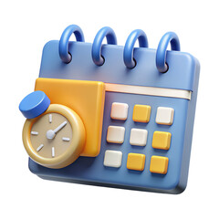 Poster - 3d calendar icon with clock reminder isolated on transparent background