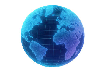 Poster - Blue planet earth rotating, showing data exchange and connections with a grid, on transparent background