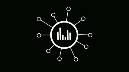 Animation of network of connections with digital icons. digital interface connection and communication concept. Technology and business process or business idea animation.