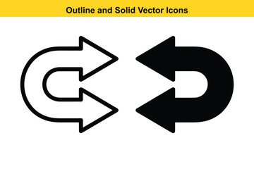Poster - Undo Redo Arrows Outline and Solid Vector Icons - Back Forward Symbol. Undo, Redo, Arrows, Outline, Solid, Vector, Icon, Back, Forward, Reverse