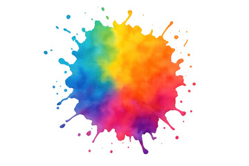 Poster - Vibrant rainbow watercolor blot creating a colorful splash against a transparent background, showcasing dynamic hues and artistic flair