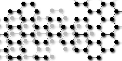 Wall Mural - abstract vector design with interconnected black-outlined hexagons. honeycomb-like pattern on white 