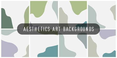 Fototapete - Minimal abstract organic backgrounds with colorful flowing shapes, trendy aesthetic art pattern for modern design and decoration