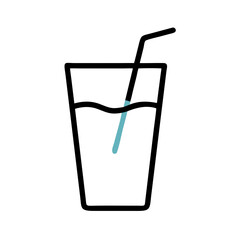 Poster - Simple drink in a glass with a straw, refreshing and cool colorful vector icon