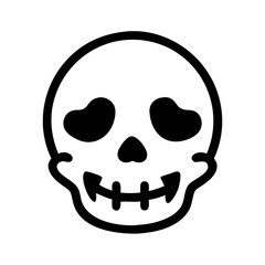 Poster - Stylized Skull with Heart Shaped Eyes Illustration in Bold Black Outline colorful vector icon