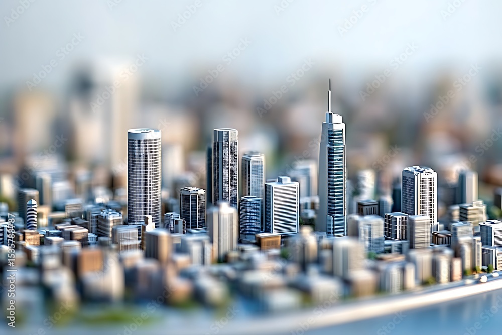 Urban planning AI simulating city development scenarios with miniature ...