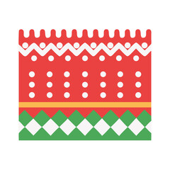 Poster - Festive red and green ornamental design reminiscent of holiday decorations colorful vector icon