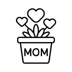Poster - Pot of love for mom, a perfect gift for mother's day colorful vector icon