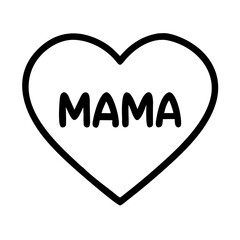 Poster - Black and white minimalist heart shape design with the word mama colorful vector icon