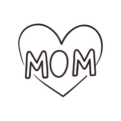 Poster - A simple black and white heart with the word mom inside it colorful vector icon