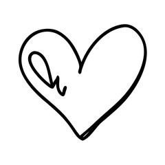 Poster - Hand drawn black heart illustration with abstract symbol inside the heart colorful vector icon