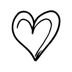 Poster - Simple Freehand Drawn Heart Shape with Inner Outline on transparent background colorful vector icon