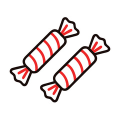 Poster - Two wrapped candies with red stripes on transparent background illustration art colorful vector icon
