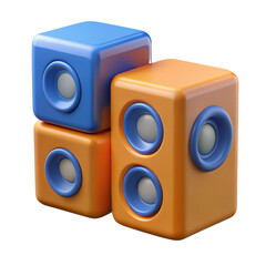 Poster - Abstract 3d cube speakers isolated on transparent background