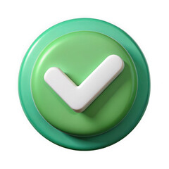 Poster - 3d green checkmark button isolated on transparent background
