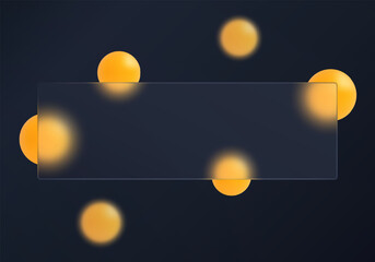 Poster - Dark glass morphism panel with glowing yellow spheres