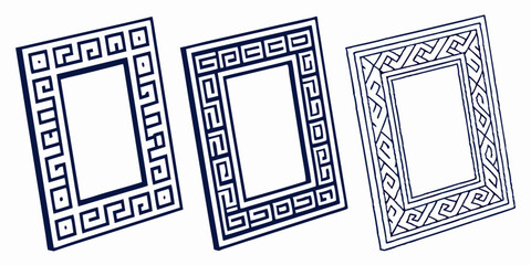 Poster - Elegant decorative frames collection featuring three unique intricate geometric patterns on white for creative designs