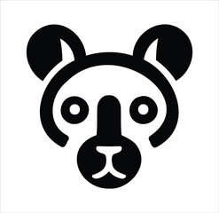 Poster - Bold black and white stylized icon representation of a cute panda bear face