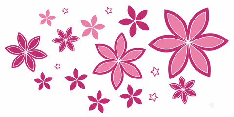 Poster - Elegant floral arrangement with pink flowers and stars design suitable for various creative projects like greeting cards