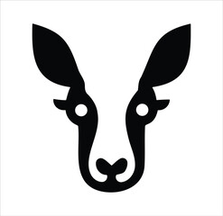 Poster - Minimalist black and white graphic of a reindeer face with modern and clean design