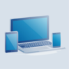Poster - Vector illustration of laptop, tablet, and smartphone representing modern technology