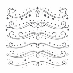 Poster - Elegant decorative design elements in a repeating pattern with swirls and dots on white