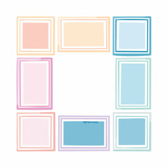 Poster - Colorful hand drawn frames arrangement in a square shape isolated on white background.