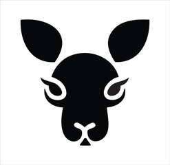 Poster - Stylized black and white kangaroo head icon on a plain white background